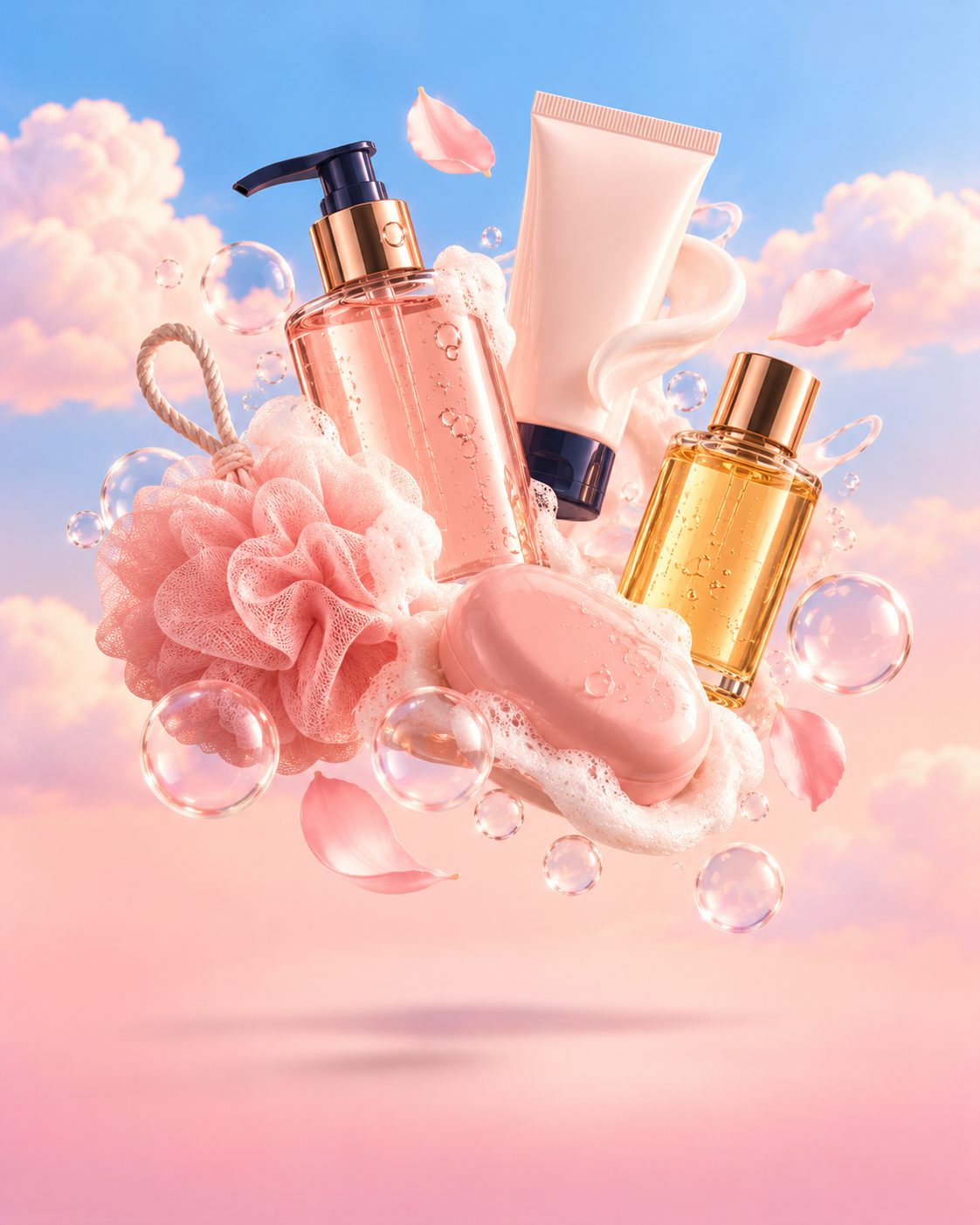 Bath & body products illustrated