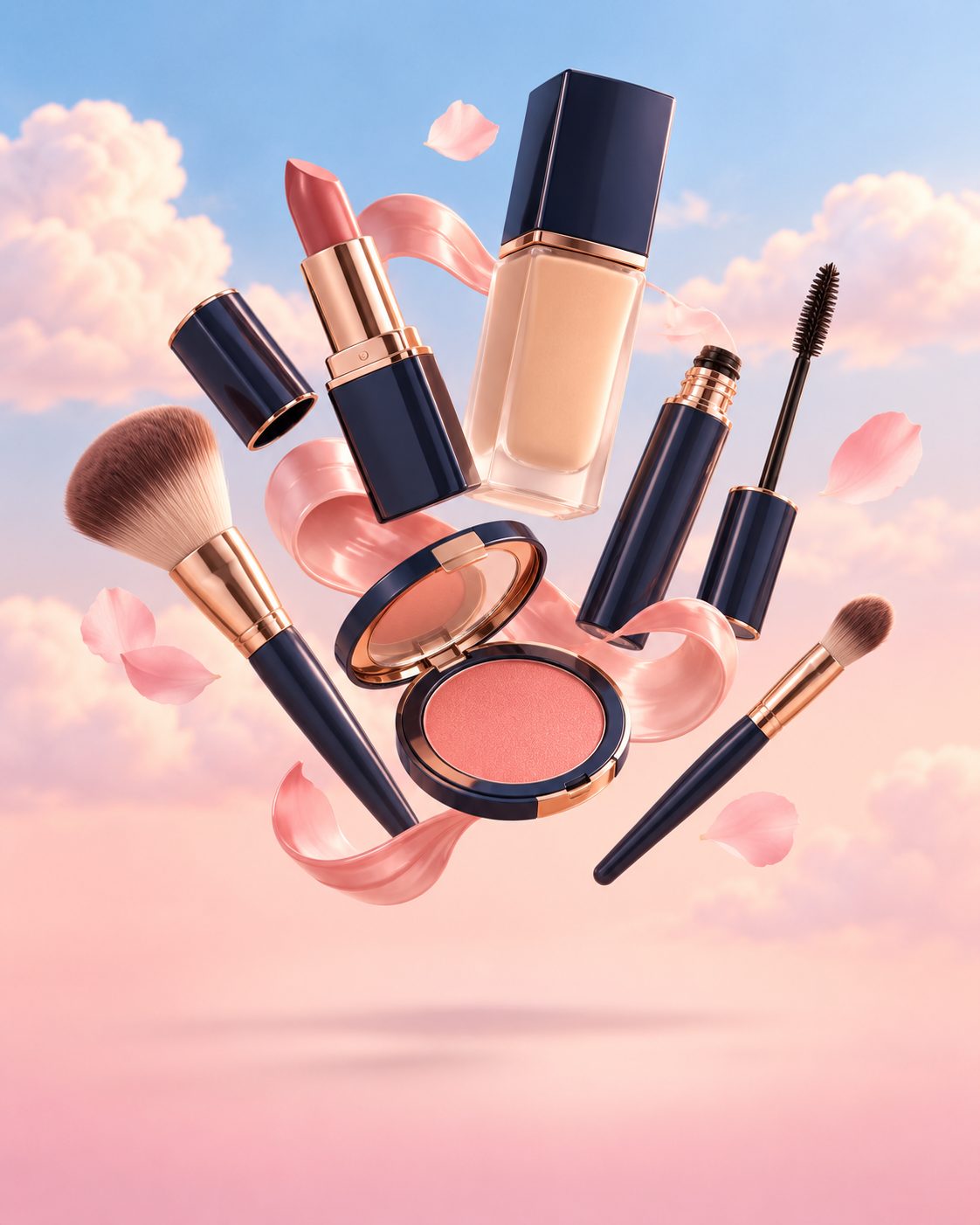 Makeup products illustrated
